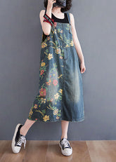 Vestidos vaqueros de patchwork con estampado de bolsillos azules